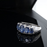 Vintage Ceylon Sapphire & Diamond Set 9ct White Gold Ring size N Val $7840