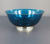 Vintage Blue Crystal Bowl on Gorham Sterling Silver Stand