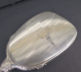 Antique Sterling Silver Hand Held Dressing Table Mirror, Monogrammed P.D.L.