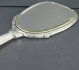 Antique Sterling Silver Hand Held Dressing Table Mirror, Monogrammed P.D.L.