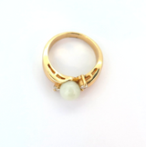 Pretty 14ct Yellow Gold Mint Jade Dress Ring with Diamond Accents Size O1/2