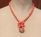 Beautiful Two Tone Swirl Salmon Pink Vintage Coral & 14ct Gold Beaded Necklace