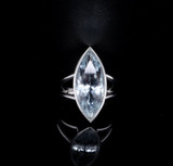 A Vintage 6.87ct Marquise Cut Aquamarine 9ct White Gold Ring Sz M1/2 Val $9700