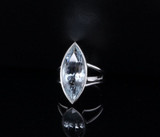 A Vintage 6.87ct Marquise Cut Aquamarine 9ct White Gold Ring Sz M1/2 Val $9700