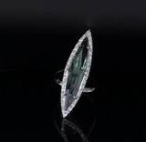 Vintage Marquise Cut Spinel & Diamond 18ct White Gold Ring Size N Val $5910