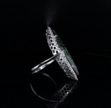 Vintage Marquise Cut Spinel & Diamond 18ct White Gold Ring Size N Val $5910