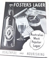 6 x 1936 / 1937 Foster's Lager Large Magazine Adverts. Good Condition.