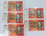 RARE LOT !!! 1993 AAA Prefix 5 Consec Running $20 Notes. Fraser Evans  aUNC / UNC