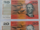 RARE LOT !!! 1993 AAA Prefix 5 Consec Running $20 Notes. Fraser Evans  aUNC / UNC