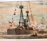 1911 Coronation Superb Large Colour Lithograph. “NEPTUNE” Full Broadside Salute