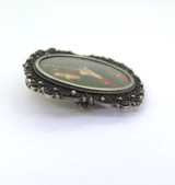 Antique .800 Silver Fine Filigree Framed Miniature Portrait Pendant Brooch 9g