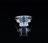 Vintage 3.56ct Emerald Cut Aquamarine & Diamond 14ct Gold Ring Sz O Val $6630