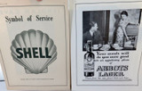 10 x 1930s / 1940s Large Magazine Adverts. Shell, Dunlop, Pontiac, Abbots Lager