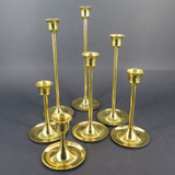 7pc Graduating Set of Gilt Metal Candlestick Holders