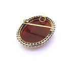 Antique 9ct Rose Gold 925 Ball Accents & Carved Agate Cameo Pendant/Brooch 17.9g