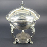 Large Vintage Towle Silverplate Tureen On Decorative Food Warming Stand