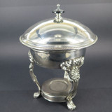 Large Vintage Towle Silverplate Tureen On Decorative Food Warming Stand