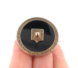 Antique 14ct Yellow Gold & Onyx Victorian Mourning Jewellery Ornate Brooch 13.4g