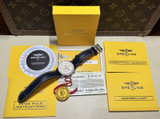 Auth Breitling Montbrilliant Chronogragh Steel Watch w Serviced & Papers A41370