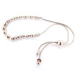 Sterling Silver Snake Chain Bracelet with Decorative Beads Adjustable 14- 24 cm