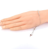 Sterling Silver Snake Chain Bracelet with Decorative Beads Adjustable 14- 24 cm