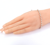 Sterling Silver Snake Chain Bracelet with Decorative Beads Adjustable 14- 24 cm