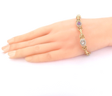 Vintage Gold-plated Metal & Simulated Multi-gemstone Bracelet 19cm