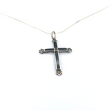 Petite Vintage Sterling Silver Enamel & Peridot Cross Pendant & 925 Chain 3.g