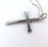 Petite Vintage Sterling Silver Enamel & Peridot Cross Pendant & 925 Chain 3.g