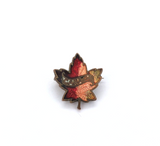 Tiny Vintage Brass & Enamel 'Canada' Maple Leaf Brooch Pin 1.44g