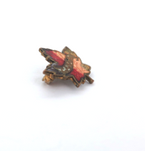 Tiny Vintage Brass & Enamel 'Canada' Maple Leaf Brooch Pin 1.44g