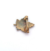 Tiny Vintage Brass & Enamel 'Canada' Maple Leaf Brooch Pin 1.44g