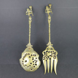 Pair of Vintage Italian Made Copper-Metal Serving Spoons With Ornate Lions