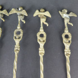 Set of Six Vintage Italian Made Copper-Metal Cherub Spoons