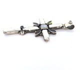 Large Decorative Sterling Silver Pearl & Multi Gem Cross Pendant 18.7g