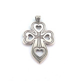Decorative Sterling Silver Cross Pierced Out Heart Motif 10.3g