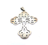 Beautiful Solid Sterling Silver Ornate Pierced Out Cross Pendant 35.9g