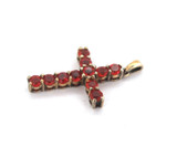 Tiny sterling Silver & Sparkling Red Cubic Zirconia Cross Pendant 1.7g