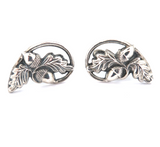 Vintage Stylised Acorn & Leaves Sterling Silver Clip On Earrings 5.4g