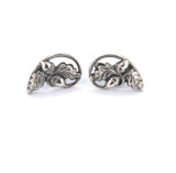 Vintage Stylised Acorn & Leaves Sterling Silver Clip On Earrings 5.4g