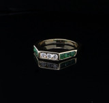 Vintage Emerald & Diamond Set 18k Yellow Gold Hexagonal Ring Size O Val $4560