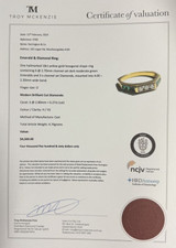 Vintage Emerald & Diamond Set 18k Yellow Gold Hexagonal Ring Size O Val $4560