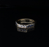 Vintage Sapphire & Diamond Set 18k Yellow Gold Hexagonal Ring Size O Val $4030