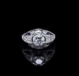 Antique Platinum 1.09ct Old Cut Diamond & Sapphire Set Ring Size K1/2 Val $9150