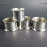 4 Matching Vintage Wallace USA Silverplate Napkin Rings, Monogrammed D