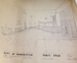 RARE 1958 Large Architect Concept Drawing / Reception Dept Immigration, Brisbane