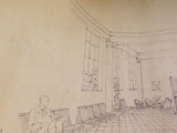 RARE 1958 Large Architect Concept Drawing / Reception Dept Immigration, Brisbane