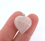 Dainty Sterling Silver & Rose Quartz Gemstone Reversible Heart Pendant 3.4g