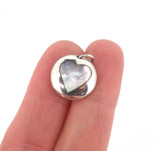 Pretty Sterling Silver & Mother of Pearl Heart Accent Pendant 3.4g