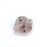 Dainty Sterling Silver & Rhodonite Gemstone Reversible Heart Pendant 3.3g